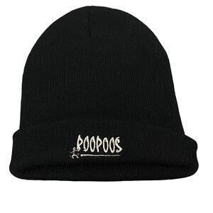 Poopoos skateboarding company black beanie hat